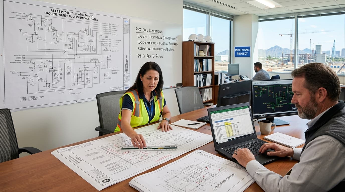 Illustrative plumbing estimating workflow for Arizona