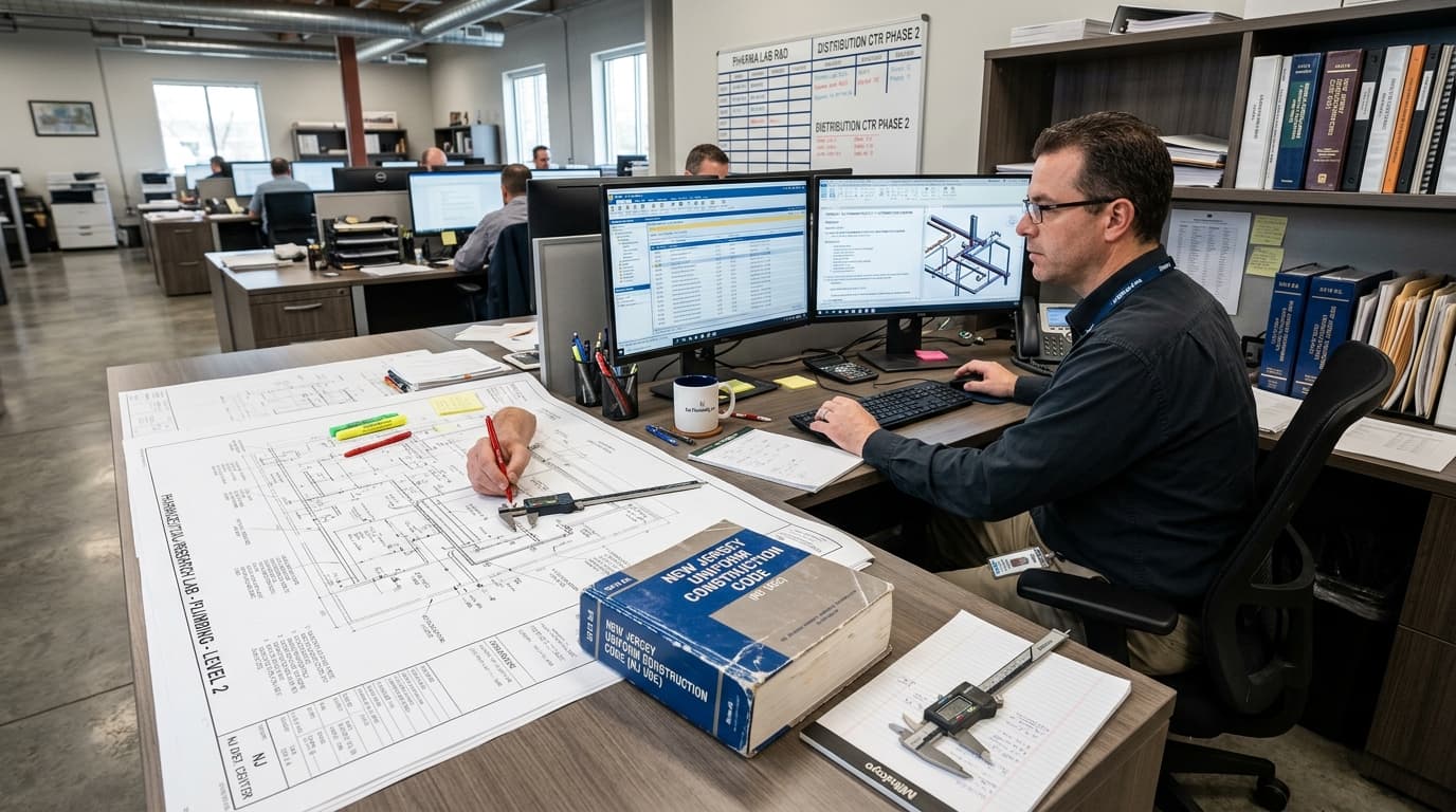 Illustrative plumbing estimating workflow for New Jersey