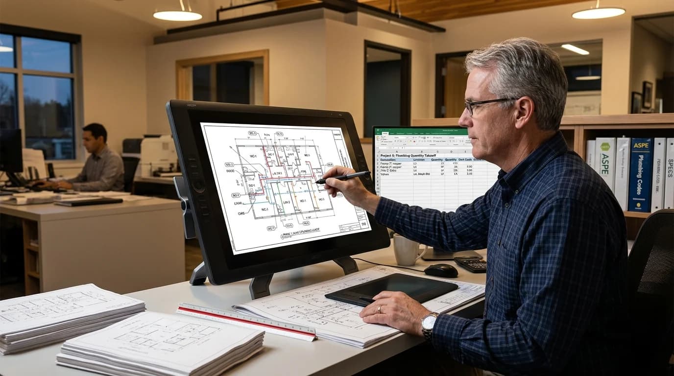 Illustrative plumbing estimating workflow for Louisiana