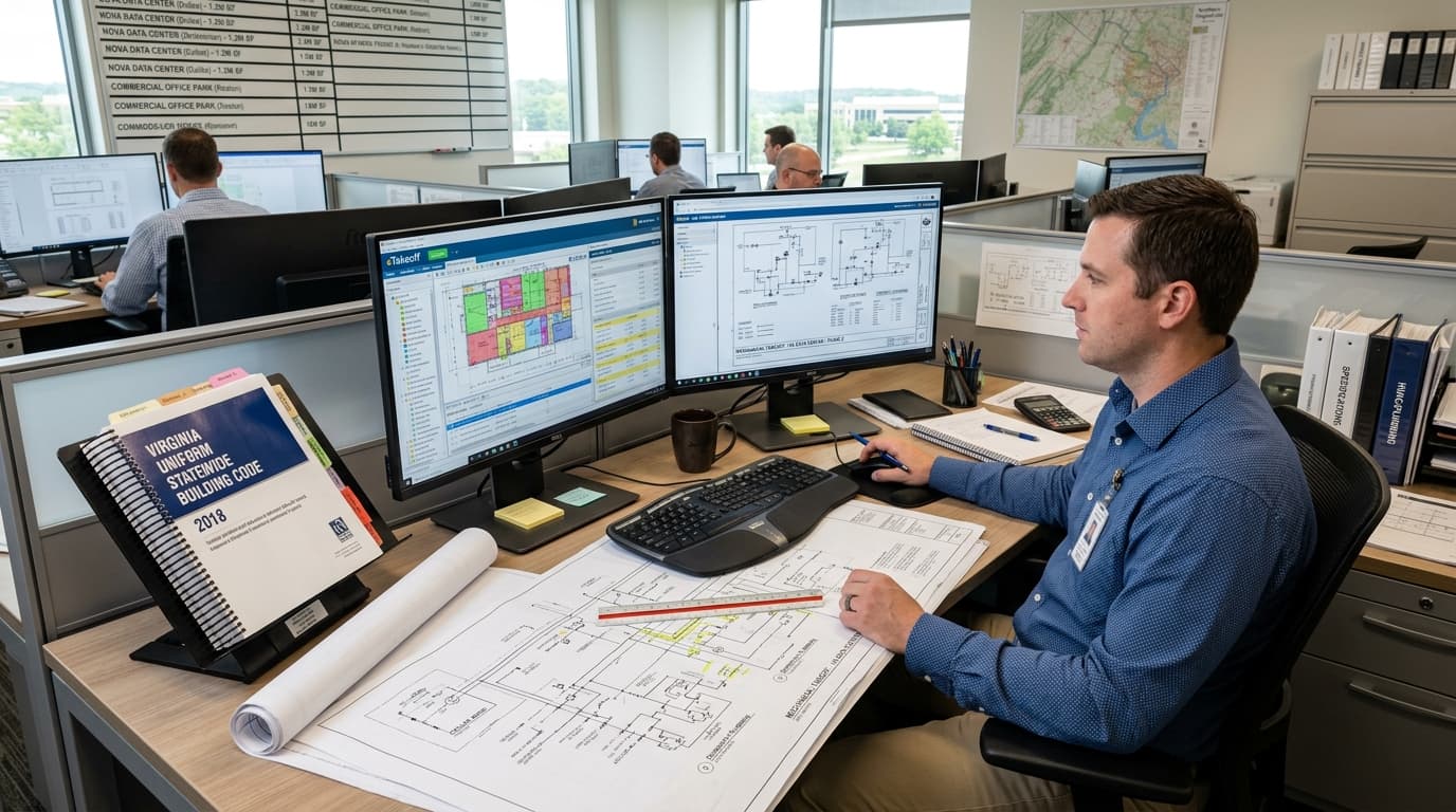 Mechanical estimating office for a high-tech data center and commercial project in Northern Virginia